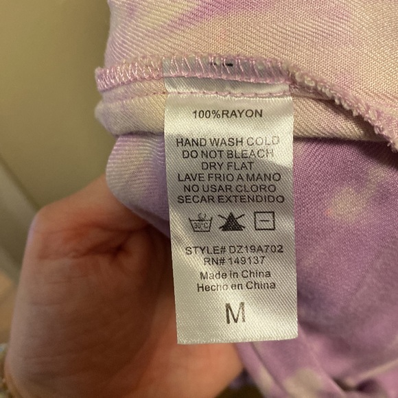 💜 Double Zero Purple Tie Dye Mini Tank Adjustable Straps Slip Dress - Picture 5 of 5